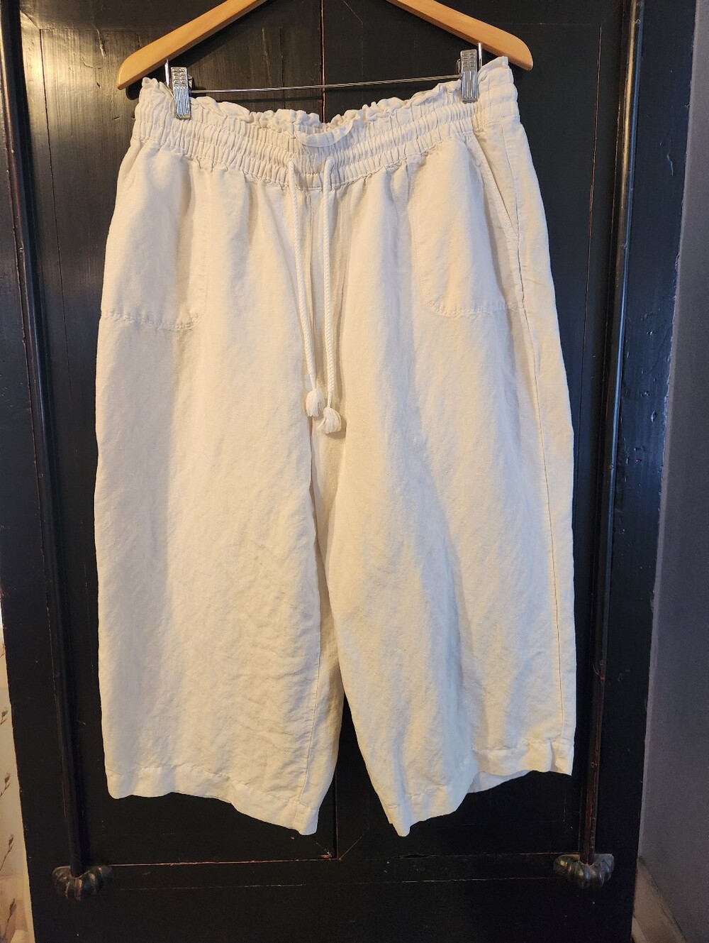 Southern Tide Women's Pants, White Linen Blend, Cropped EUC Summer Lightweight